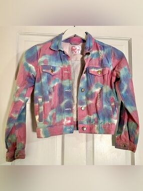 Chillipop Girls Size 10/12 Tie-Dye Denim Jacket - Pink & Blue
